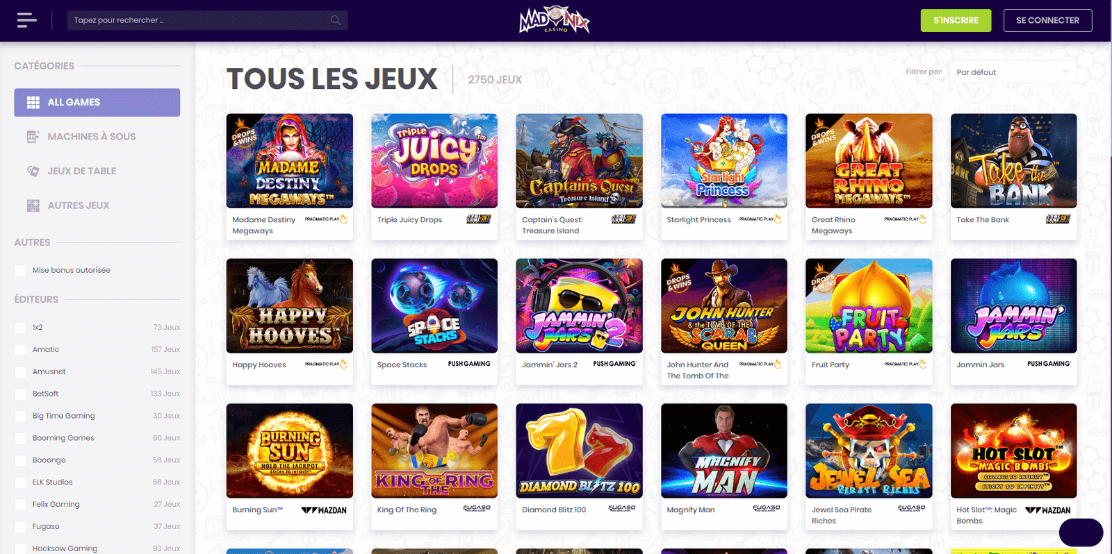 madnix3 machines à sous France